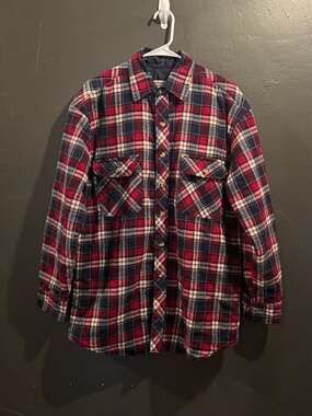 Northwest Blue Quilted Lined Plaid Flannel Shirt Size M